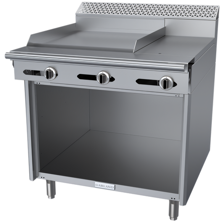 Product image #1 for Garland Cuisine Series 36-Inch Gas Heavy Duty Combination Top Range with Thermostatic 24-Inch Griddle, 12-Inch Hot Top, and Storage Base