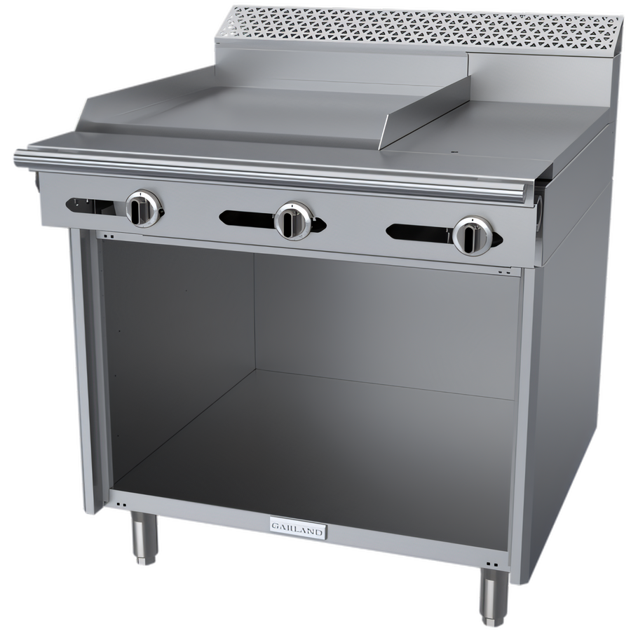 Product image #1 for Garland Cuisine Series 36-Inch Gas Heavy Duty Combination Top Range with Thermostatic 24-Inch Griddle, 12-Inch Hot Top, and Storage Base