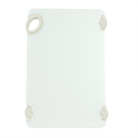 Winco STATIKBoard 12 x 18 x 1/2-Inch Rectangular Cutting Board with Rubber Grip Hook, White