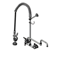 T&S EasyInstall B-0133-18DJ-CRB 8 Inch Wall-Mount Pre-Rinse Unit — 18 Inch Double-Joint Nozzle, 1.15 GPM Spray Valve