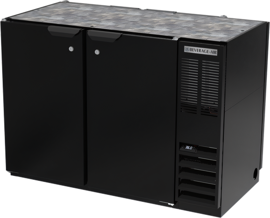 Product image #1 for Beverage-Air 48-Inch Two-Section Pass-Thru Open Food-Rated Back Bar Refrigerator, 4 Solid Doors, Black