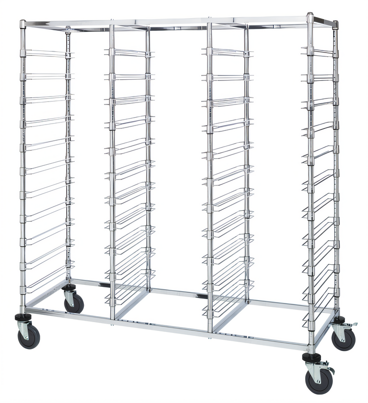 Product image #1 for Quantum Mobile Triple-Bay Bin Cart with Slides for 33 Bins, 24 x 60 x 69 Inches, Chrome Plated