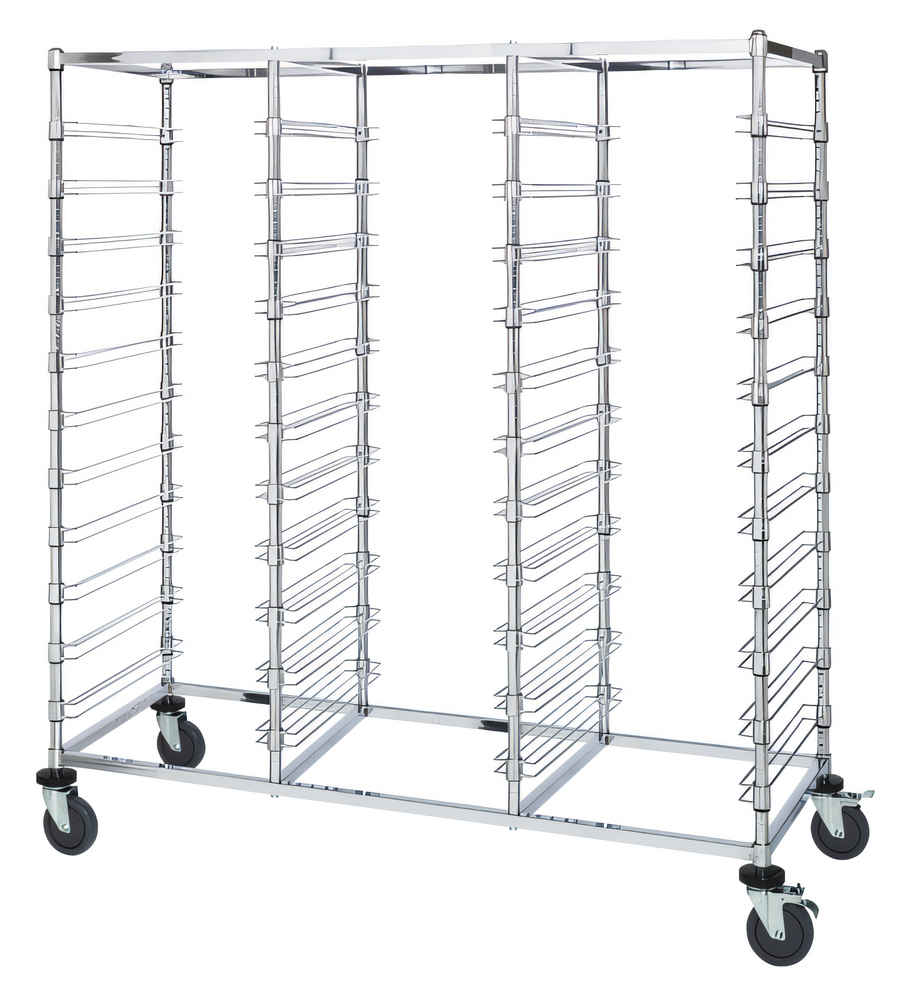 Product image #1 for Quantum Mobile Triple-Bay Bin Cart with Slides for 33 Bins, 24 x 60 x 69 Inches, Chrome Plated
