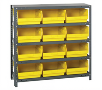 Quantum Heavy-Duty Stationary Wire Shelving Unit with 5 Shelves and 12 Bins, 18 x 36 x 39 Inches