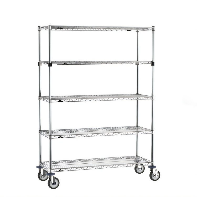 Product image #1 for Metro Super Erecta 5-Tier Wire Shelf Stem Caster Cart, 48 x 18 x 68 Inches, Chrome Plated