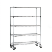 Metro Super Erecta 5-Tier Wire Shelf Stem Caster Cart, 48 x 18 x 68 Inches, Chrome Plated