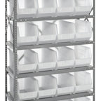 Thumbnail image #1 for Quantum QSBU-265CL Heavy-Duty Wire Shelving Unit, 7 Shelves, 24 Clear Bins, 400 lb. per Shelf, 36 x 18 x 75 Inches