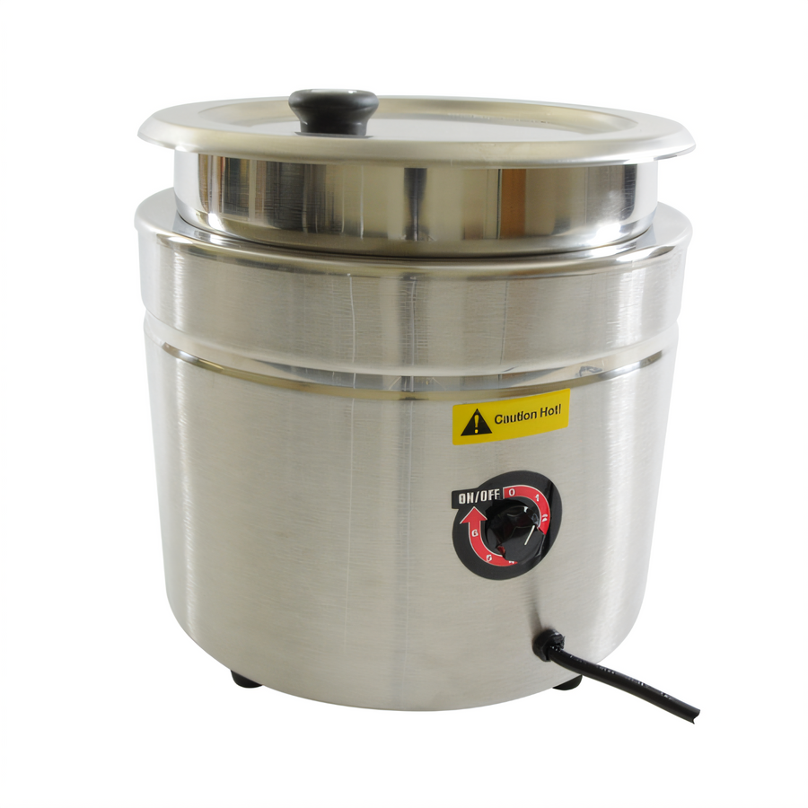 Product image #1 for Thunder Group 10.5 Quart Round Stainless Steel Countertop Soup Warmer with Adjustable Temperature Control