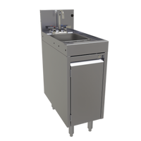 Glastender Underbar Wet Waste Sink with Cabinet Base, Hinged Door and Gooseneck Faucet, 12-Inch W x 24-Inch D
