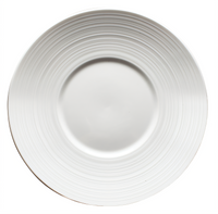 Ardesia Zendo 10 Inch Round Wide Rim Embossed Porcelain Plate, Bright White, Case of 24