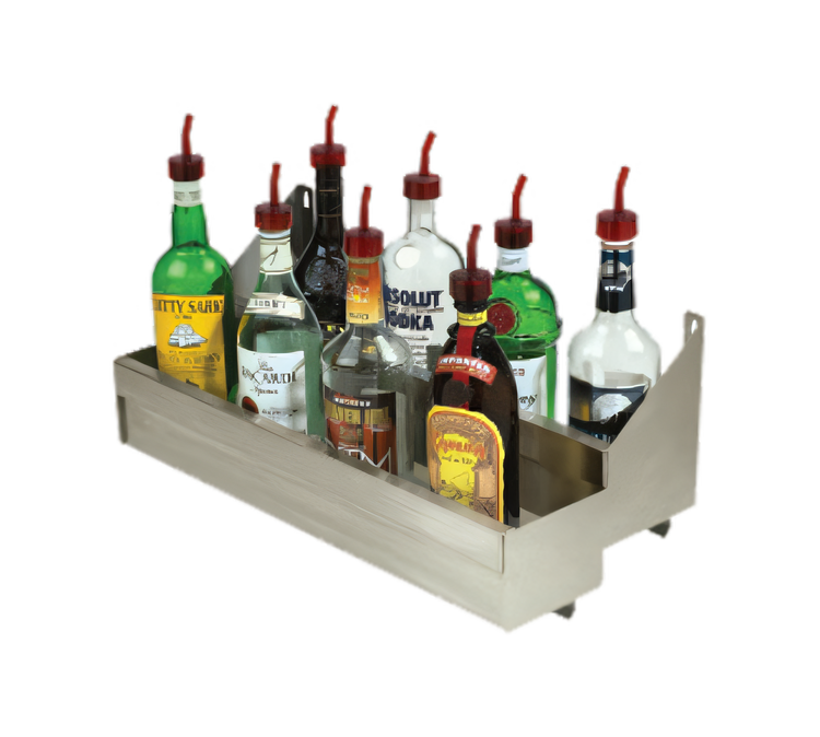 Product image #1 for Advance Tabco Underbar Basics Double-Tier Stainless Steel Speed Rail, 84 Inch, 46-52 Bottle Capacity