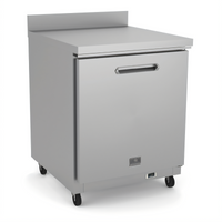 Kelvinator Commercial 27-Inch One-Section Countertop Refrigerator Worktop with Backsplash, Solid Right-Hinged Door