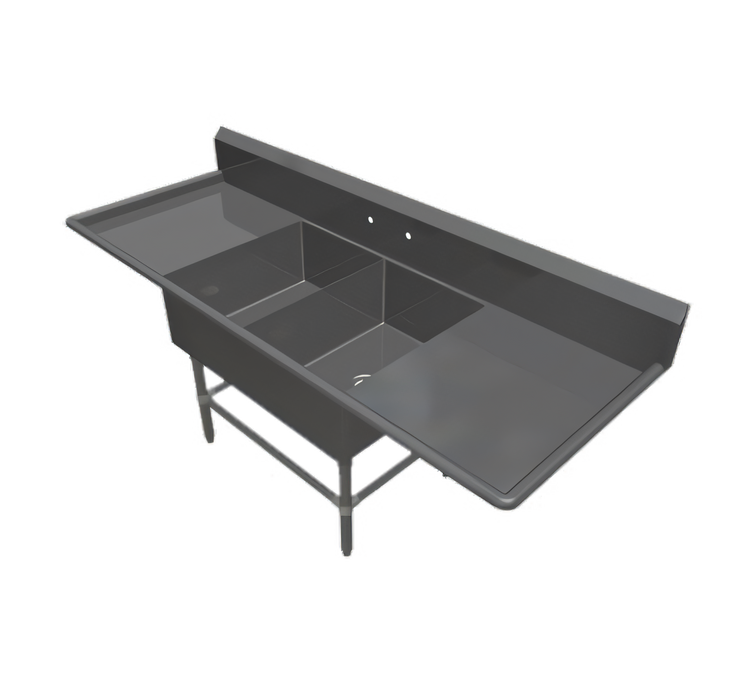 Product image #1 for John Boos Pro-Bowl 2-Compartment Stainless Steel Sink with Left and Right Drainboards, 83-1/4 Inch Wide, 14 Inch Deep Bowls
