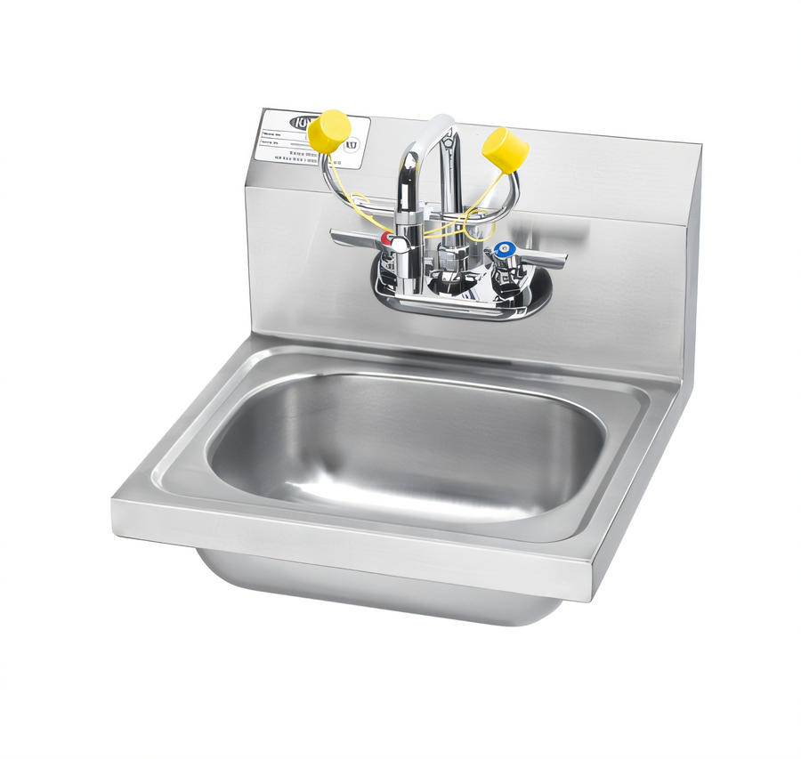 Product image #1 for Krowne Wall-Mount Stainless Steel Hand Sink/Eyewash Station with Gooseneck Faucet