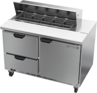 48-Inch Two-Section Sandwich Top Refrigerated Prep Table with 10-Pan Opening, Drawers and Door