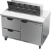 Thumbnail image #1 for 48-Inch Two-Section Sandwich Top Refrigerated Prep Table with 10-Pan Opening, Drawers and Door