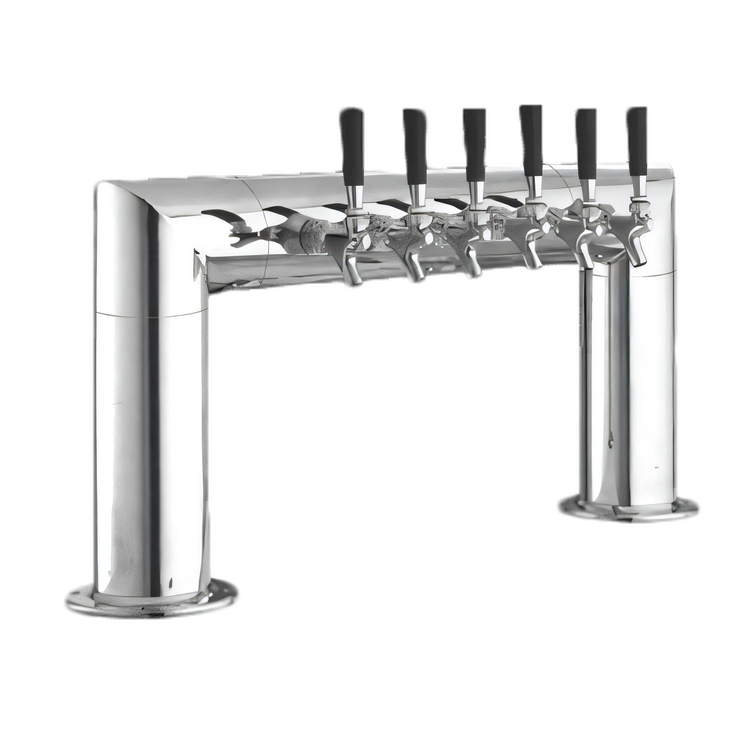 Product image #1 for Perlick 4008-6B Pass-Thru Glycol-Cooled Countertop Beer Tower — 2-Column, 6-Faucet, Polished Chrome