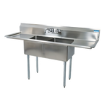 Thumbnail image #1 for BK Resources BKS-2-1620-12-18T 68-Inch Two-Compartment Stainless Steel Sink with Left and Right Drainboards, 16 x 20 x 12-Inch Compartments