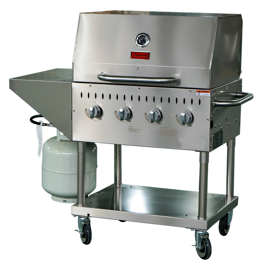 Product image #1 for Omcan Mobile 4-Burner Stainless Steel Outdoor Propane BBQ Charbroiler