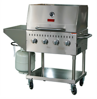 Omcan Mobile 4-Burner Stainless Steel Outdoor Propane BBQ Charbroiler