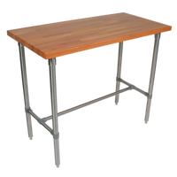 John Boos Cucina Classico American Cherry Edge Grain Work Table with Stainless Steel Legs, 48 x 24 x 35 Inches
