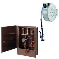30-Foot Closed Hose Reel Assembly with Cabinet, Control Valve, and Temperature Gauge