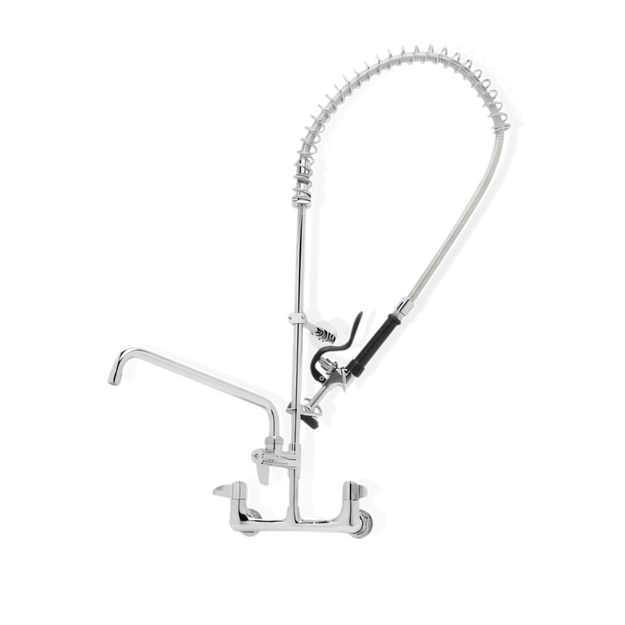 Product image #1 for Steel Works Stainless Wall-Mount Pre-Rinse Faucet with 12-Inch Add-On Faucet, 8-Inch Centers