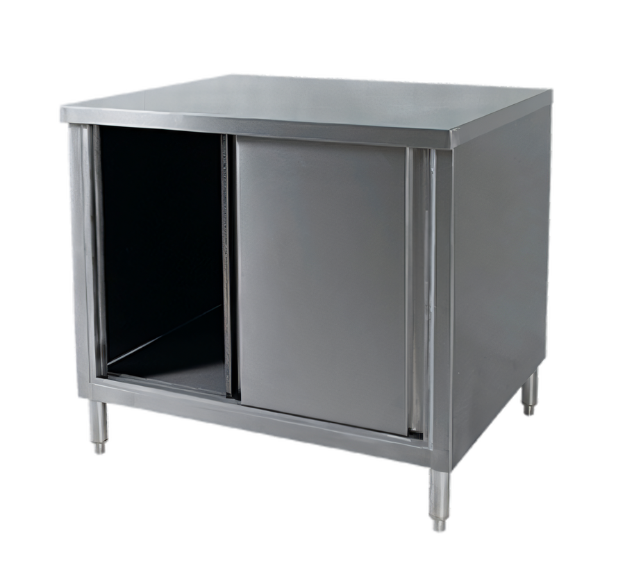 Product image #1 for 48 Inch x 24 Inch Stainless Steel Enclosed Work Table Cabinet with Sliding Doors and Shelf