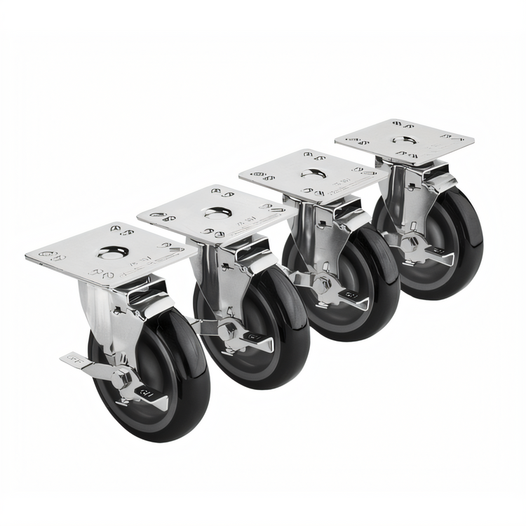 Product image #1 for Krowne 3-Inch Plate Casters with Brakes, Set of 4, Raises Unit 4 Inches