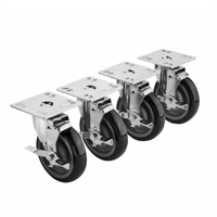 Krowne 3-Inch Plate Casters with Brakes, Set of 4, Raises Unit 4 Inches