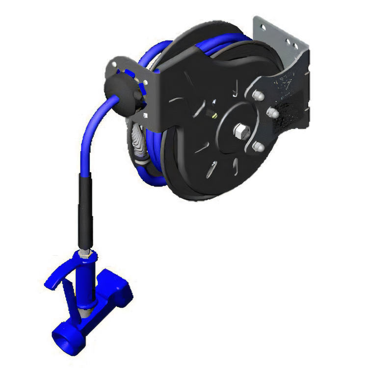 Product image #1 for Open Epoxy-Coated Retractable Hose Reel with 3/8" x 15' Hose and Stainless Steel Front Trigger Spray Valve