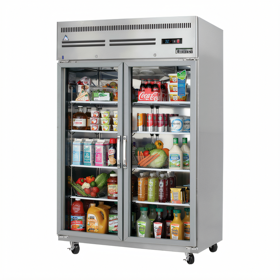Product image #1 for Everest Refrigeration ESGR2 Two-Section Glass Door Reach-In Refrigerator, 48 Cu. Ft., Top-Mounted Self-Contained R290