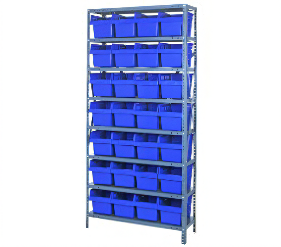 Product image #1 for Quantum Heavy Duty Stationary Wire Shelving Unit with 8 Shelves and 28 Bins, 36 x 12 x 75 Inches
