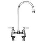 Thumbnail image #1 for Fisher 53872 Stainless Steel 4-Inch Center Deck-Mount Manual Faucet with 6-Inch Swivel/Rigid Gooseneck Spout and Lever Handles