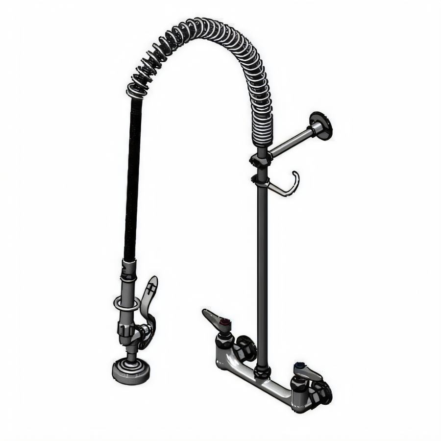 Product image #1 for T&S Brass EasyInstall B-0133-B-22R Wall-Mount Pre-Rinse Mixing Faucet with 22-Inch Riser and 44-Inch Hose
