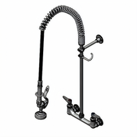 T&S Brass EasyInstall B-0133-B-22R Wall-Mount Pre-Rinse Mixing Faucet with 22-Inch Riser and 44-Inch Hose