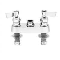 4-Inch Center Deck Mount Stainless Steel Control Valve with Rigid Outlet, Check Stems, and Lever Handles
