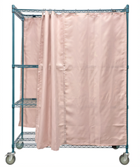 Quantum 3-Shelf Mobile Privacy Storage Cart with Curtains, 60 x 18 x 80, Green Epoxy Finish