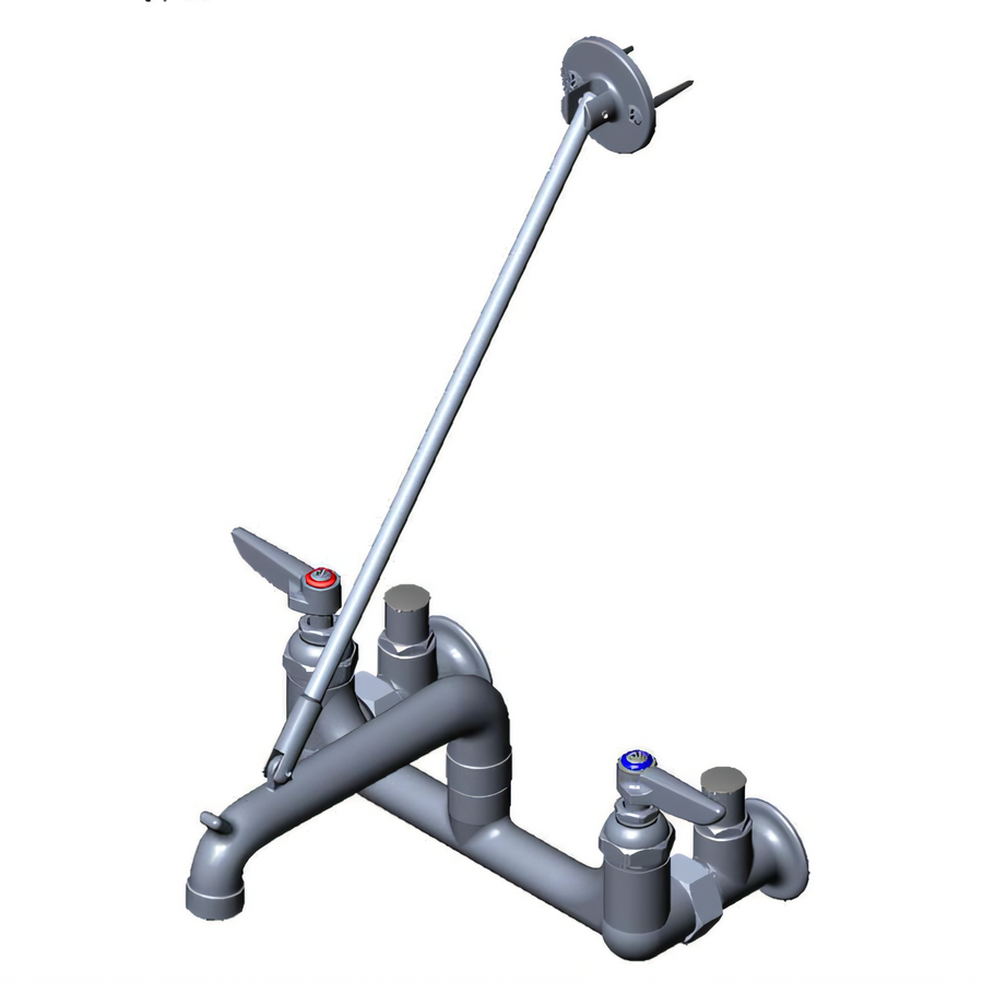 Product image #1 for T&S Brass B-0661-RGH Wall-Mount Service Sink Faucet with Bucket/Pail Hook Spout, 8-Inch Centers, Rough Chrome-Plated Finish