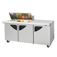 Turbo Air Super Deluxe 72-Inch 3-Section Mega Top Sandwich/Salad Prep Table Refrigerator, 18-Pan