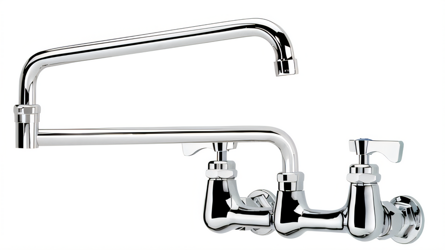 Product image #1 for Krowne Royal Series Splash-Mounted Commercial Faucet with 24-Inch Jointed Spout, 8-Inch Centers