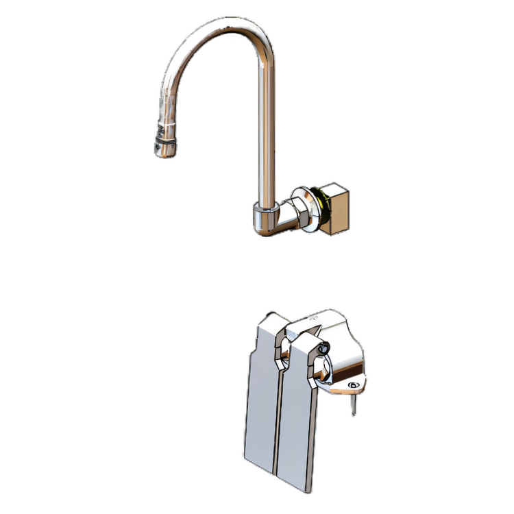Product image #1 for T&S Brass Double Knee Pedal Ledge-Mount Valve with 6-Inch Rigid Gooseneck and 2.2 GPM Aerator