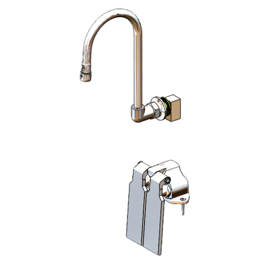 Product image #1 for T&S Brass Double Knee Pedal Ledge-Mount Valve with 6-Inch Rigid Gooseneck and 2.2 GPM Aerator