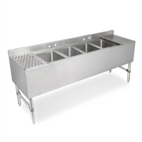 John Boos Slim-Line 4-Compartment Underbar Sink Unit with Left and Right 12-Inch Drainboards, 72-Inch Stainless Steel