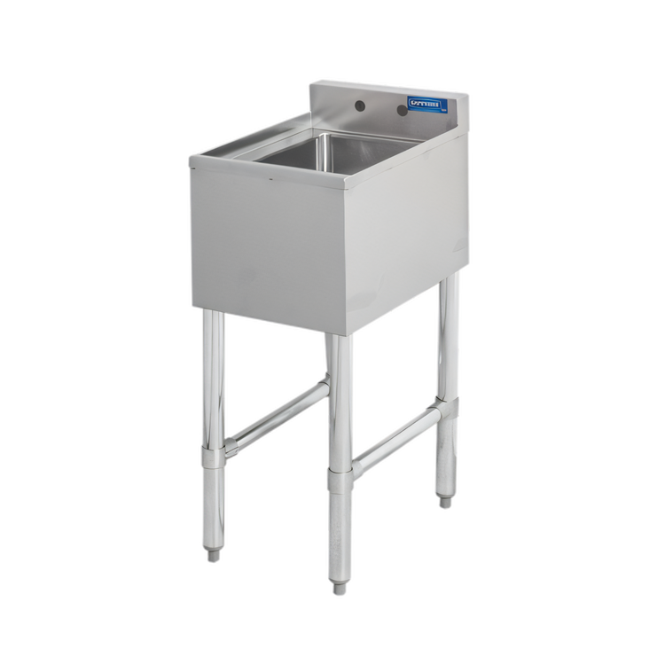 Product image #1 for Sapphire 1-Compartment Stainless Steel Underbar Sink with 10 x 14 x 10-Inch Bowl, Center Wall Faucet and Overflow Kit