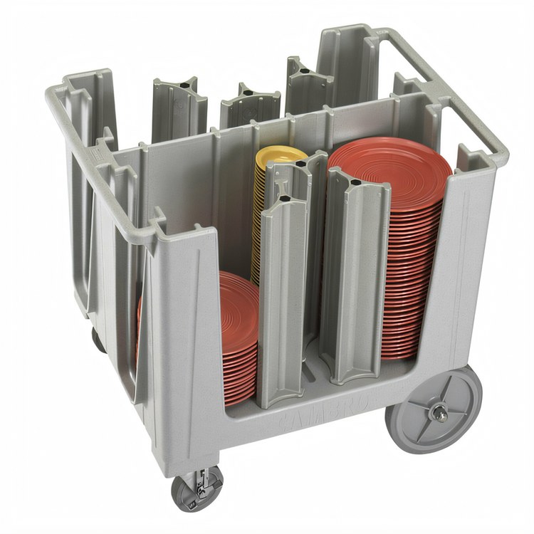 Product image #2 for Cambro Adjustable 6-Tower Speckled Gray Polyethylene Dish Cart with Vinyl Dust Cover