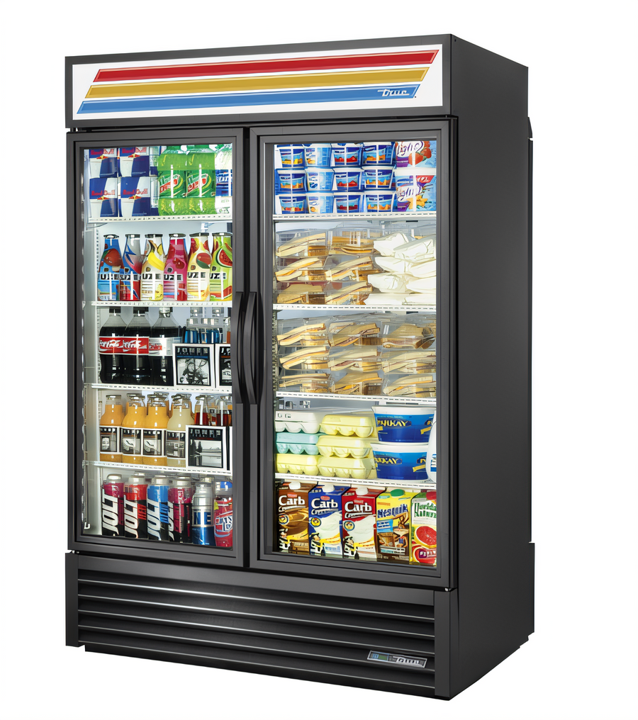 Product image #1 for True Two-Section Pass-Through Glass Door Merchandiser Refrigerator