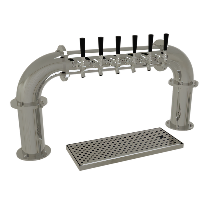 Product image #1 for Glastender Countertop Pipe Pass-Thru Draft Dispensing Tower, 6 Faucets, Air-Cooled, Mirror Finish