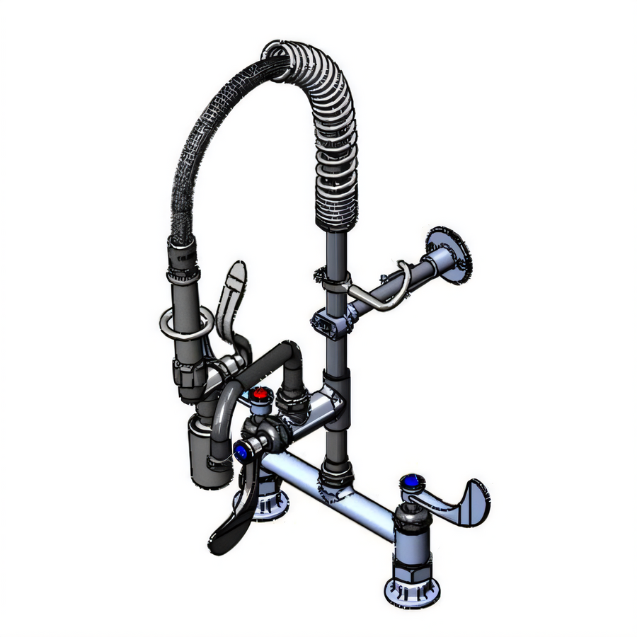 Product image #1 for T&S Brass EasyInstall Mini Pre-Rinse Faucet with Low Flow Spray Valve and 4" Wrist Handles