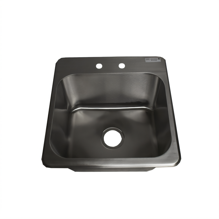 Product image #1 for BK Resources Deep Drawn Single Compartment Drop-In Sink with 4" OC Faucet Holes, 20" x 20-1/2" x 10-1/2", 304 Stainless Steel